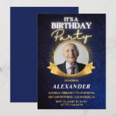 Elegante Mannen Navy foto 96ste verjaardag Kaart (Voorkant / Achterkant)