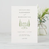 Elegante Manor bruiloft uitnodiging (Staand voorkant)