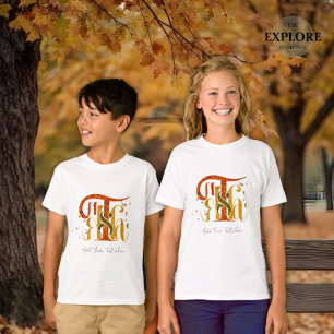 Elegante Manuscript Bedankt Herfst Bladeren Kinder T-shirt