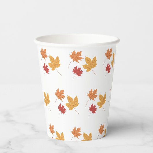 Elegante Maple Leaf Pattern Paper Cup Papieren Bekers (Achterkant)