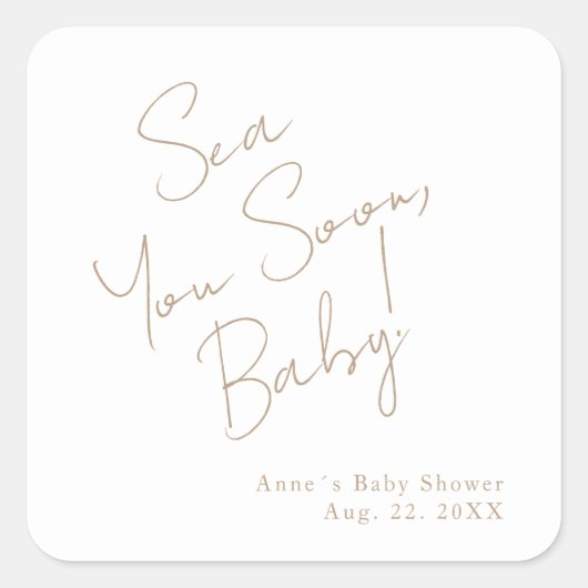 Elegante Mar Náutico Baby Shower Vierkante Sticker (Voorkant)