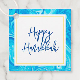 Elegante Marbelized Paint Holiday HAPPY HANUKKAH Bedankjes Labels