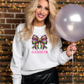 Elegante Mardi Gras Coquette Bow Custom White Trui
