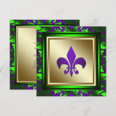 Elegante Mardi Gras Fleur de Lis bruiloft Kaart (Voorkant / Achterkant)