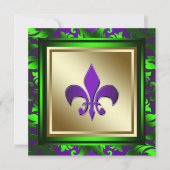 Elegante Mardi Gras Fleur de Lis bruiloft Kaart (Voorkant)