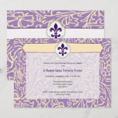 Elegante Mardi Gras Fleur de Lis-evenement Kaart (Voorkant / Achterkant)