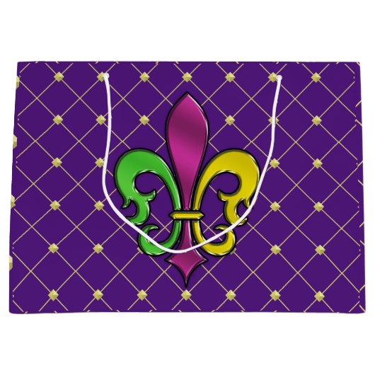 Elegante Mardi Gras Fleur De Lis Ontwerp Cadeautas (Voorkant)