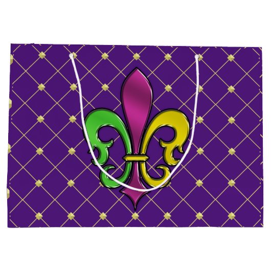 Elegante Mardi Gras Fleur De Lis Ontwerp Cadeautas (Achterkant)