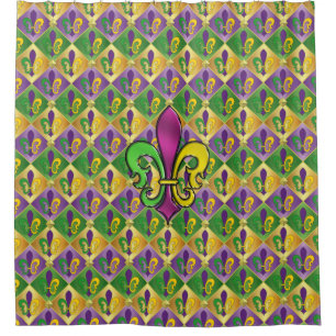 Elegante Mardi Gras Fleur De Lis ontwerp douchegor Douchegordijn