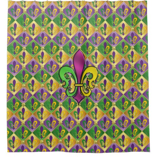 Elegante Mardi Gras Fleur De Lis ontwerp douchegor Douchegordijn (Voorkant)