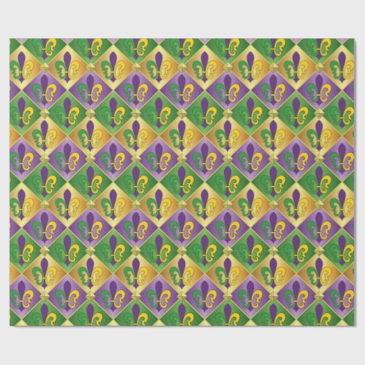 Elegante Mardi Gras Fleur De Lis Ontwerp Inpakpapi Cadeaupapier (Vlak)