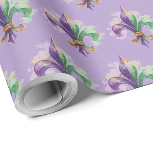 Elegante Mardi Gras-kleuren Cadeaupapier (Rol Hoek)