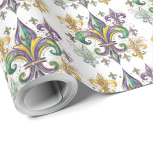 Elegante Mardi Gras Kleuren Decoupage Cadeaupapier