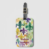 Elegante Mardi Gras Waterverf Bagagelabel (Voorkant (verticaal))
