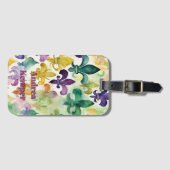 Elegante Mardi Gras Waterverf Bagagelabel (Voorkant (horizontaal))