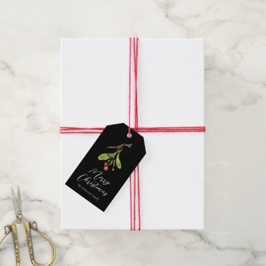 Elegante Maretak Kerstmis Cadeaulabel (Met Touw)