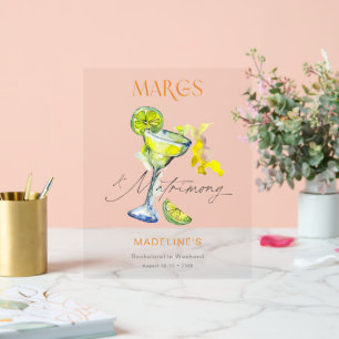 Elegante Margs & Huwelijksfeest Meisjesweekend Acryl Bord
