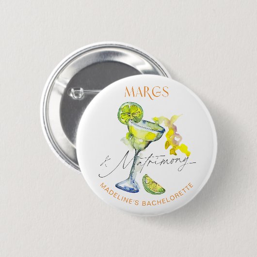 Elegante Margs & Matrimony Bachelorette-weekend Ronde Button 5,7 Cm (Voorkant /achterkant)