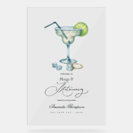 Elegante Margs & Matrimony Bruidsfeest Verwelkomin Acryl Bord