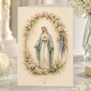 Elegante Maria-waterverf katholieke bloem Kaart