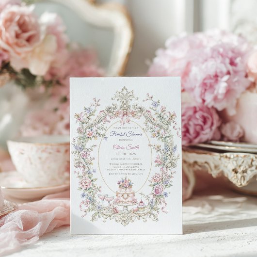 Elegante Marie Antoinette Bruidsdouche Kaart