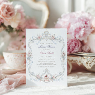 Elegante Marie Antoinette Bruidsfeest Kaart