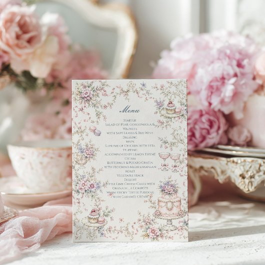 Elegante Marie Antoinette Bruiloftsmenu Menu