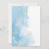 Elegante Marine Blauw en Goud Bloemen Huwelijk Kaart (Achterkant)