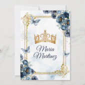 Elegante marine blauw en goud prinses Quiñceanera Kaart (Achterkant)