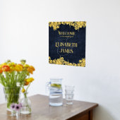 Elegante marine blauw en gouden werveling bruiloft folie afdrukken (Laag (Keuken))