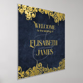 Elegante marine blauw en gouden werveling bruiloft folie afdrukken (Laagn)