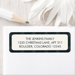 Elegante Marine Blauw en Groen Geplaagd Terugkeera Etiket