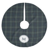 Elegante Marine Blauw en Groen Plakken Monogram Kerstboom Rok (Voorkant)