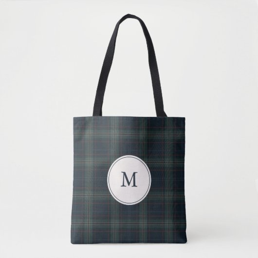 Elegante Marine Blauw en Groen Plakken Monogram Tote Bag (Voorkant)