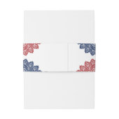Elegante Marine Blauw en Rode Bloemen Kant Trouwen Uitnodigingen Wikkel (Achterkant Voorbeeld)