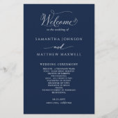 Elegante Marine Blauw en Wit Trouwprogramma (Voorkant)