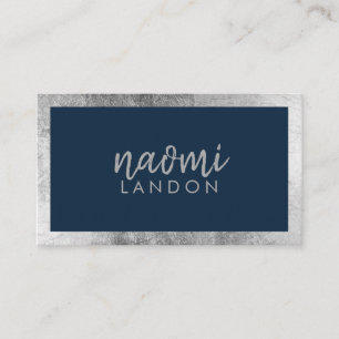 Elegante marine blauw en zilver moderne minimalist visitekaartje