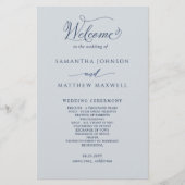 Elegante Marine Blauw en Zilver Wedding Programma (Voorkant)