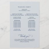 Elegante Marine Blauw en Zilver Wedding Programma (Achterkant)