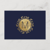 Elegante Marine Blauw Goud Bloemen Gift Registry Informatiekaartje (Achterkant)