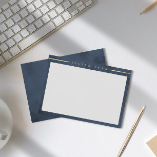 Elegante Marine Blauw Goud Detail Professional Notitiekaartje