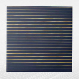 Elegante marine blauw goud dubbele lijnen tegeltje