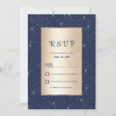 Elegante marine blauw goud glitter confetti RSVP Kaart (Voorkant)