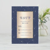 Elegante marine blauw goud glitter confetti RSVP Kaart (Staand voorkant)