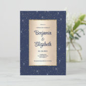 Elegante marine blauw goud glitter confetti Trouwe Kaart (Staand voorkant)
