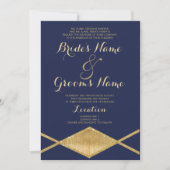 Elegante marine blauw goud glitter geometrische br kaart (Voorkant)