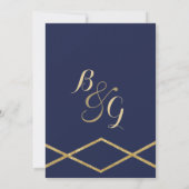 Elegante marine blauw goud glitter geometrische br kaart (Achterkant)