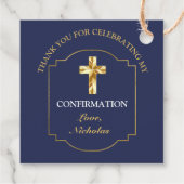 Elegante marine blauw goud jongens bevestiging dan bedankjes labels (Achterkant)