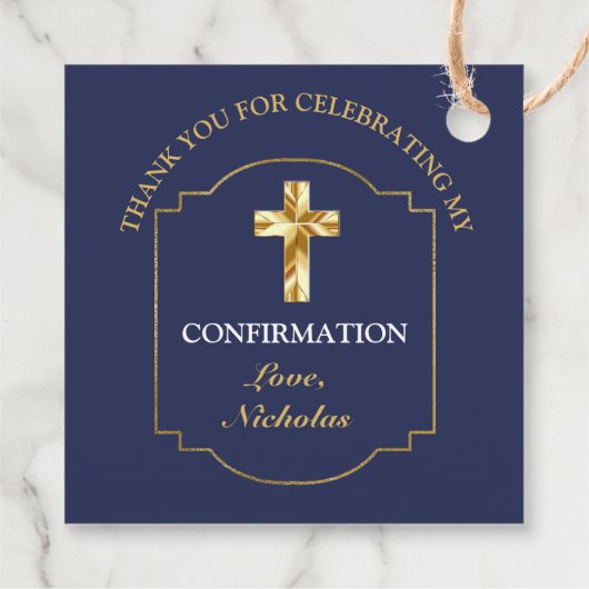 Elegante marine blauw goud jongens bevestiging dan bedankjes labels (Achterkant)