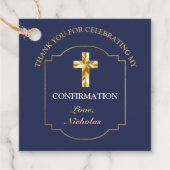 Elegante marine blauw goud jongens bevestiging dan bedankjes labels (Voorkant)